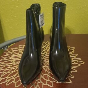 Rachel Zoe Glossy Black Ankle Booties